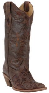 Corral® Ladies Tobacco w/ Tobacco Inlay Sharpey Western Boots