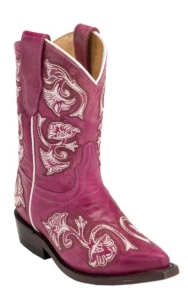 Corral® Kid's Pink Fancy Stitch Snip Toe Western Boots