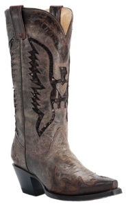 Corral® Ladies Distressed Brown w/ Brown Sequin Eagle Snip Toe Western Boots