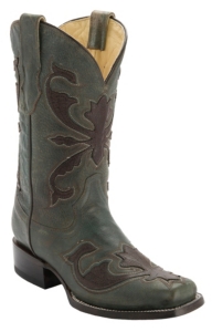 Corral® Women's Brushed Turquoise w/ Brown Beetle Overlay Square Toe Western Boot