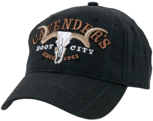 Cavenders® Grey & Blue Plaid Logo Cap