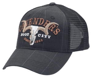 Cavenders® Grey & Blue Plaid Logo Mesh Cap