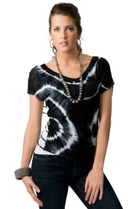 Ocean Drive® Women's Black and White Tie Dyed Open String Back Fashion Top