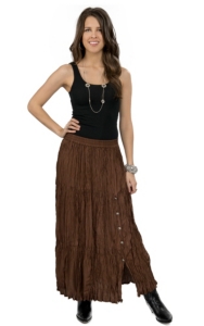 Crazy Cowgirl® Women's Chocolate Long Broomstick Skirt