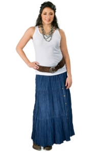 Crazy Cowgirl® Women's Denim Long Broomstick Skirt