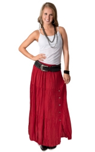 Crazy Cowgirl® Women's Red Long Broomstick Skirt