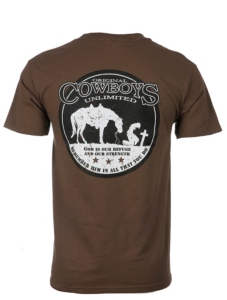 Cowboys Unlimited® Men's Brown Kneeling Cowboy Short Sleeve Tee