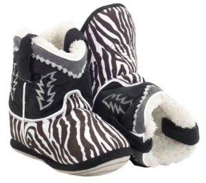 Montana Silversmiths® Cowboy Kickers™ Toddler Black & White Zebra Cowboy Boot Slippers