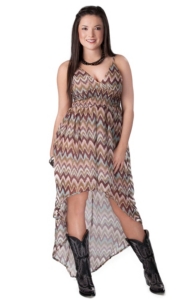 Ocean Drive® Women's Brown Misoni Print Chiffon High-Low Cami Dress