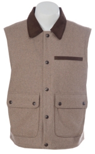 Cripple Creek® Men's Heather Oatmeal with Brown Microsuede Trim Wool Vest