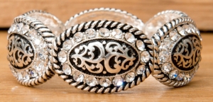 Wear N.E. Wear® Silver & Black Antiqued Crystal Stretch Bracelet