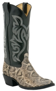 Cowtown® Men's Rattlesnake Natural and Black R-Toe Exotic Western Boots