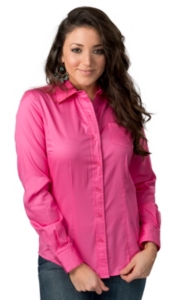 Cruel Girl® Ladies Solid Pink Long Sleeve Western Shirt
