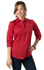Cruel Girl® Ladies Solid Red Long Sleeve Western Shirt