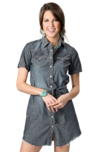 Cruel Girl® Women's Denim with Belt Short Sleeve Shirt Dress