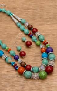 Wear N.E. Wear® Multi-Colored, Turquoise and Crystal Bead Necklace Jewelry Set