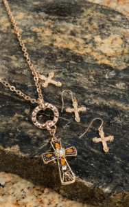Wear N.E. Wear® Gold Cross Charm Necklace Jewelry Set