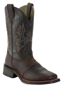 Double H® Men's Chocolate Tan Crazyhorse Saddle Vamp Square Toe Western Boots