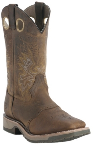 Double H® Men's Old Folklore Brown Saddle Vamp Square Toe Western Boot