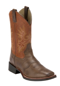 Double H® Men's Brown w/ Rust Orange Top Saddle Vamp Square Toe Western Boot
