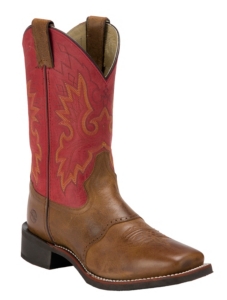 Double H® Men's Brown w/ Dusty Red Top Saddle Vamp Square Toe Western Boot