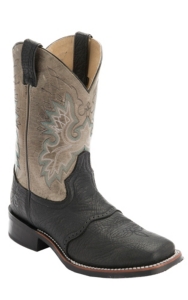 Double H® Men's Black w/ Cool Grey Top Saddle Vamp Square Toe Western Boot
