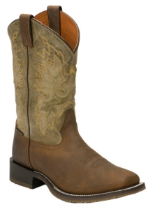 Double H® ICE Collection™ Men's Bay Apache Brown & Green Wide Square Toe Western Boot