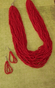 Cindy Smith Red Beaded Multi-Strand Jewelry Set