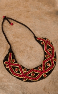 Pannee® Red & Gold Beaded Flower Necklace