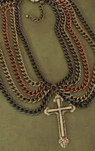 Gypsy Soule® Multi Metal Chain & Cross Charm Bib Necklace DN374