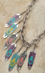 Gypsy Soule® Silver Chain w/ Multicolor Feather Charms Necklace