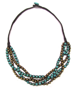 Pannee® Turquoise and Gold Braided Necklace