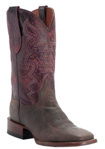 Dan Post® Ladies Distressed Chocolate w/ Red Top Square Toe Western Boots