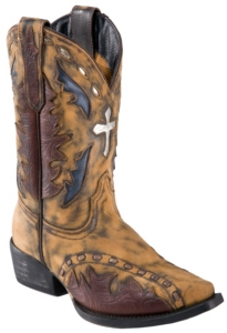 Dan Post® Kids Vintage Tan Brown w/ Silver Cross Inlay Snip Toe Western Boot