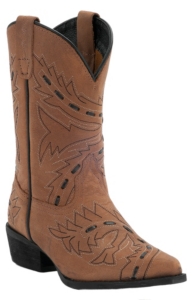 Dan Post® Kids Tan Sidewinder Black Laced Snip Toe Western Boot
