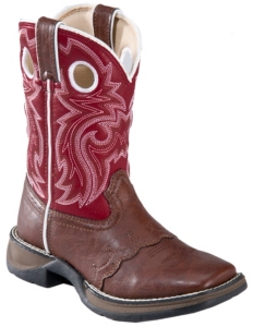 Durango® Kid's Chestnut Brown w/ Red Saddle Vamp Square Toe Western Boots
