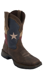 Durago® Lady Rebel™ Women's Distressed Brown w/ Texas Flag Square Toe Western Boot