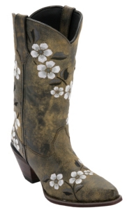 Durango® Crush™ Women's Marbled Tan w/ Floral Embroidery Snip Toe Western Boots