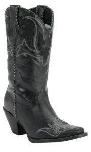 Durango® Crush™ Ladies Black w/ White Embroidery Snip Toe Western Boots