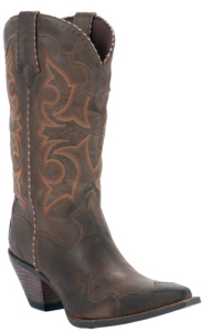 Durango® Crush™ Ladies Brown Burnished Rock N Scroll Snip Toe Western Boots