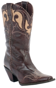 Durango® Crush™ Ladies Chocolate w/ Tan Embroidery Snip Toe Western Boots