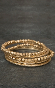 Pannee® Gold Bead & Hammered Bangle Set