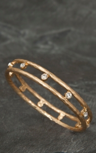 Pannee® Gold w/ Rhinestones Hammered Bangle