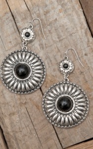 West & Co® Silver Concho w/ Black Stone Dangle Earrings