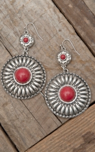 West & Co® Silver Concho w/ Red Stone Dangle Earrings