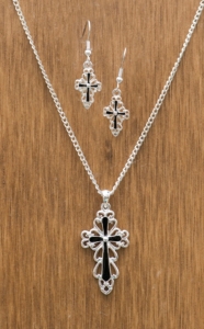 3-D Belt Company® Silver Cross Jewelry Set