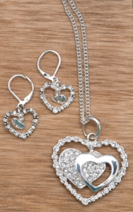 Silver Strike® Double Heart Jewelry Set