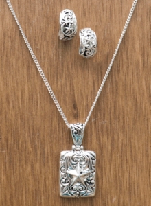 3-D Belt Company® Silver Rectangle Star Jewelry Set