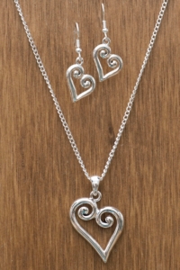 3-D Belt Company® Silver Heart Jewelry Set