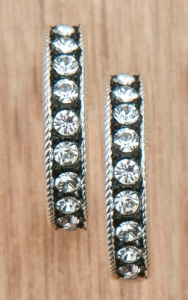 Montana Silversmiths® Clear Crystals on Black Medium Hoop Earrings